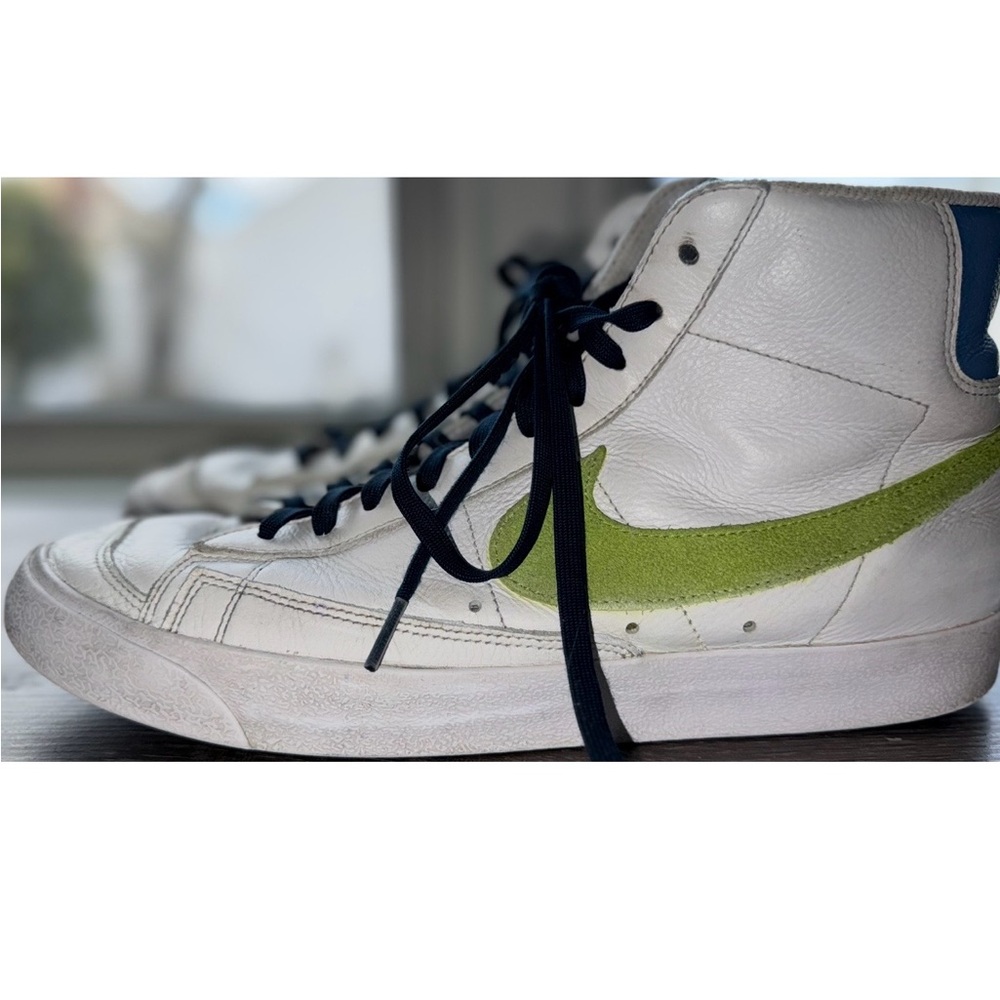 Nike Blazer Mid White & Green High-Top Sneakers